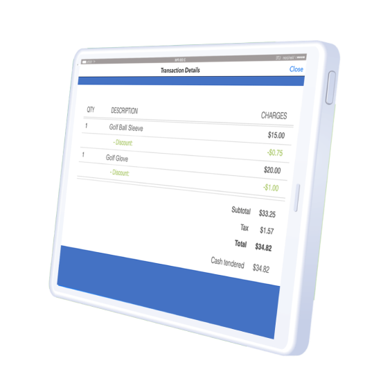 Teesnap Cash Discounting iPad Screen