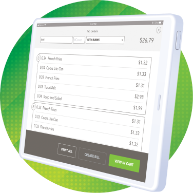 Teesnap Food and Beverage iPad Screen