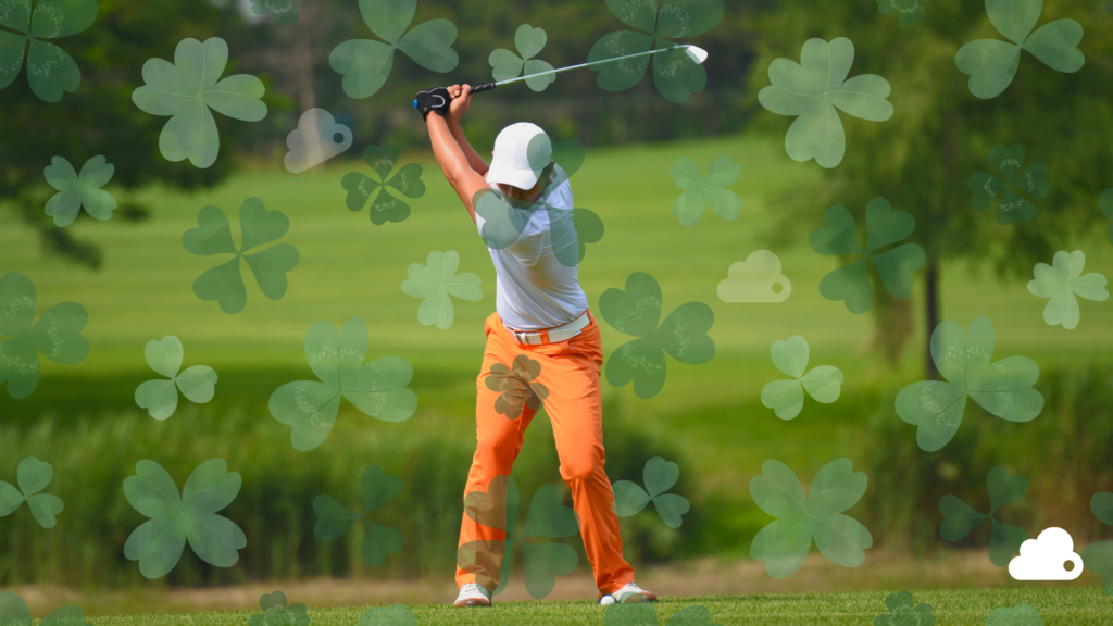 Teesnap Golfer in Orange Pants Teeing off on St Patrick's Day